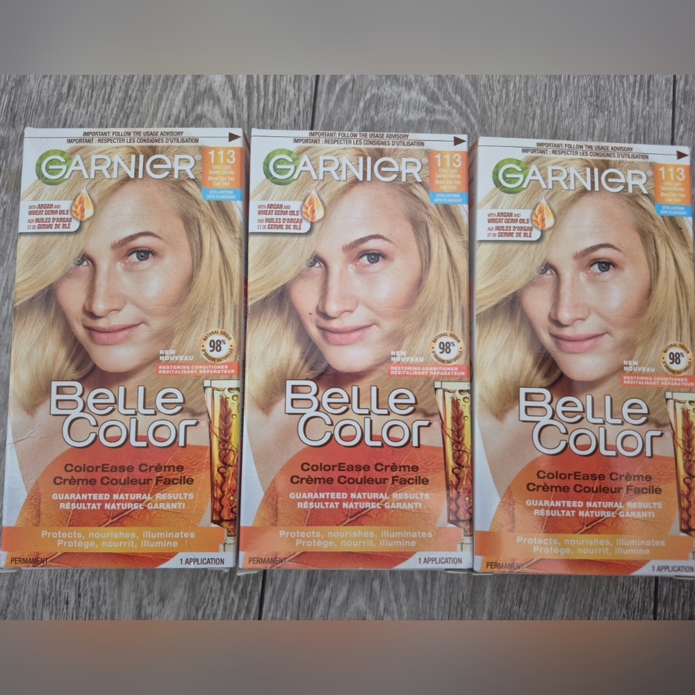 Lot Of 3 Garnier Belle Color ColorEase Creme Hair Dye. Color 113 Light Blonde